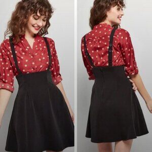Modcloth Overall Winner Jumper Pocket Suspender Skirt
